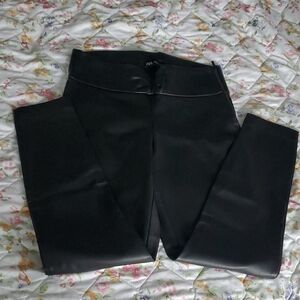 Zara Sleek Black Faux Leather Pants Size L